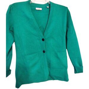 Sandro Paris Teal Green Wool Blend Cardigan Sweater Y2K Vibes Size 3 (Medium)